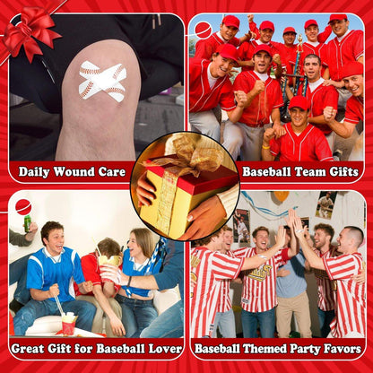 60 Stück Baseball-Pflaster, 7,2 x 1,9 cm, wasserdichte PE-Pflaster für die Wundversorgung, hypoallergene Pflaster für Baseballteams, Erste-Hilfe-Zubehör für Jungen, Mädchen und Baseball-Mütter, latexfrei