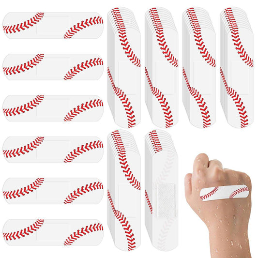 60 Stück Baseball-Pflaster, 7,2 x 1,9 cm, wasserdichte PE-Pflaster für die Wundversorgung, hypoallergene Pflaster für Baseballteams, Erste-Hilfe-Zubehör für Jungen, Mädchen und Baseball-Mütter, latexfrei