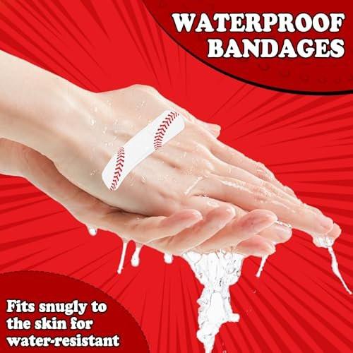 60 Stück Baseball-Pflaster, 7,2 x 1,9 cm, wasserdichte PE-Pflaster für die Wundversorgung, hypoallergene Pflaster für Baseballteams, Erste-Hilfe-Zubehör für Jungen, Mädchen und Baseball-Mütter, latexfrei