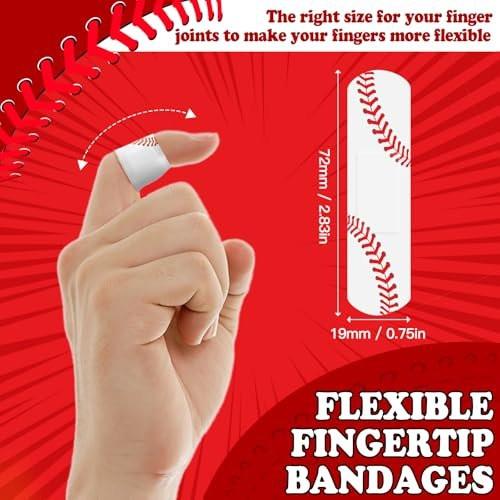60 Stück Baseball-Pflaster, 7,2 x 1,9 cm, wasserdichte PE-Pflaster für die Wundversorgung, hypoallergene Pflaster für Baseballteams, Erste-Hilfe-Zubehör für Jungen, Mädchen und Baseball-Mütter, latexfrei