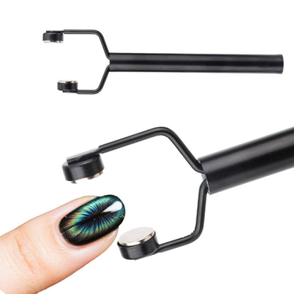 3-in-1 Katzenauge Magnet für Nägel – Y-förmiger doppelseitiger Edelstahl-Nagelmagnet für Cat-Eye-Nagellack, DIY Heim- und Profi-Studio (Schwarz)