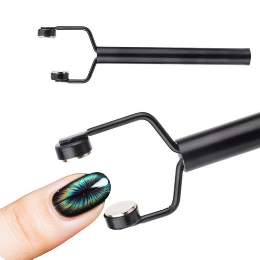 3-in-1 Katzenauge Magnet für Nägel – Y-förmiger doppelseitiger Edelstahl-Nagelmagnet für Cat-Eye-Nagellack, DIY Heim- und Profi-Studio (Schwarz)