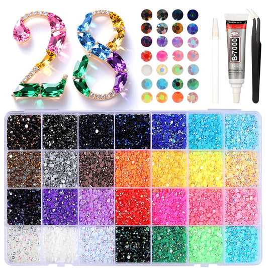 28000 Stücke Nail Art Strasssteine, 28 Farben 3 mm Flache Boden Runde Strasssteine Glitzer Kristall Edelstein, DIY Dekoration Zubehör