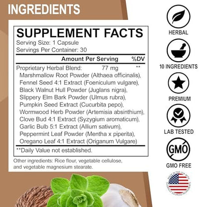 ParaGuard Cleanse Detox Kapseln – Darmreinigung für Erwachsene mit Schwarznuss, Wermut, Nelke & Oregano – 30 Kapseln