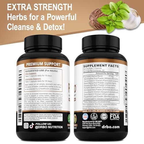 ParaGuard Cleanse Detox Kapseln – Darmreinigung für Erwachsene mit Schwarznuss, Wermut, Nelke & Oregano – 30 Kapseln