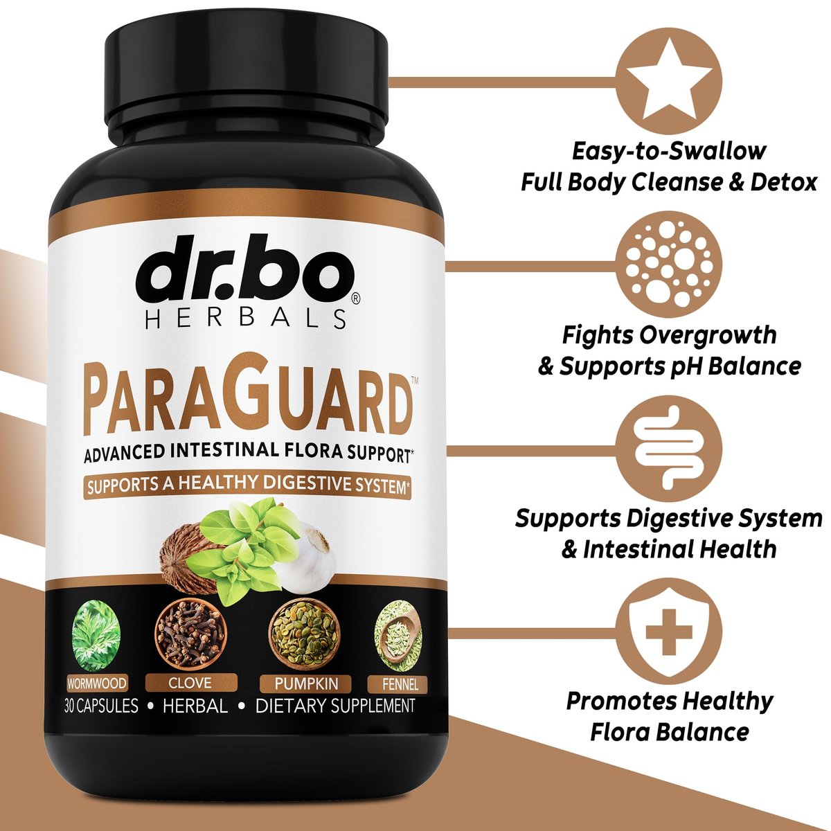 ParaGuard Cleanse Detox Kapseln – Darmreinigung für Erwachsene mit Schwarznuss, Wermut, Nelke & Oregano – 30 Kapseln