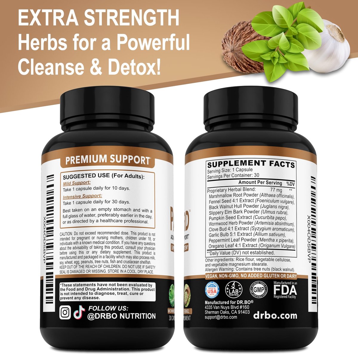 ParaGuard Cleanse Detox Kapseln – Darmreinigung für Erwachsene mit Schwarznuss, Wermut, Nelke & Oregano – 30 Kapseln