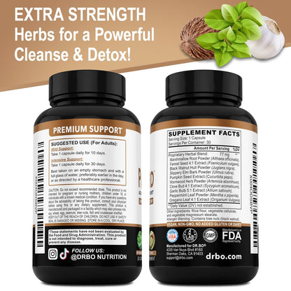 ParaGuard Cleanse Detox Kapseln – Darmreinigung für Erwachsene mit Schwarznuss, Wermut, Nelke & Oregano – 30 Kapseln
