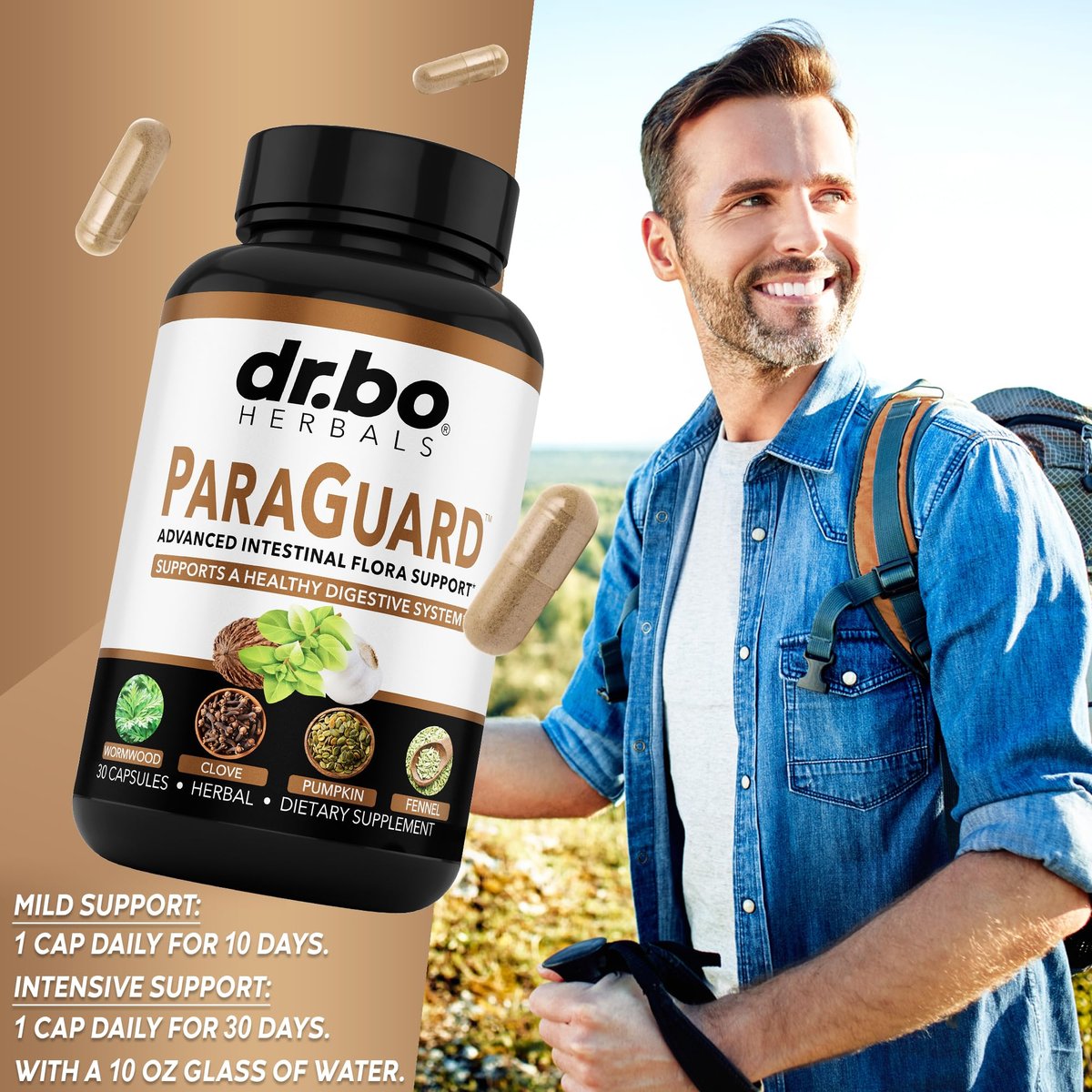 ParaGuard Cleanse Detox Kapseln – Darmreinigung für Erwachsene mit Schwarznuss, Wermut, Nelke & Oregano – 30 Kapseln