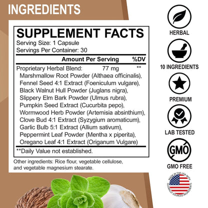 ParaGuard Cleanse Detox Kapseln – Darmreinigung für Erwachsene mit Schwarznuss, Wermut, Nelke & Oregano – 30 Kapseln