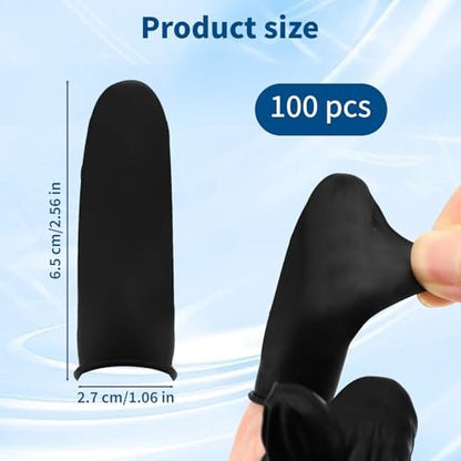 100 Stück Einweg-Fingerlinge aus Silikon, schwarz – Allergikerfreundliche Fingerspitzen für Beauty, Maniküre, Massage & Industrie