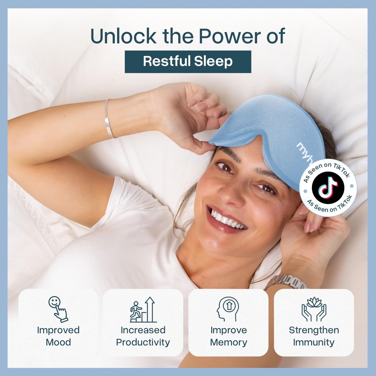 MyHalos® Schlafmaske – 3D Blackout Augenmaske für Frauen & Männer, Seiten Schläfer, Null Druck Memory Foam Wimpernfreundlich, Atmungsaktiv, Ausgezeichnete Schlafhilfe für Reisen (Hellblau, 1 Stück)