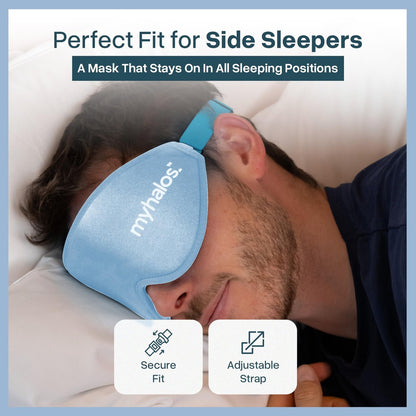 MyHalos® Schlafmaske – 3D Blackout Augenmaske für Frauen & Männer, Seiten Schläfer, Null Druck Memory Foam Wimpernfreundlich, Atmungsaktiv, Ausgezeichnete Schlafhilfe für Reisen (Hellblau, 1 Stück)