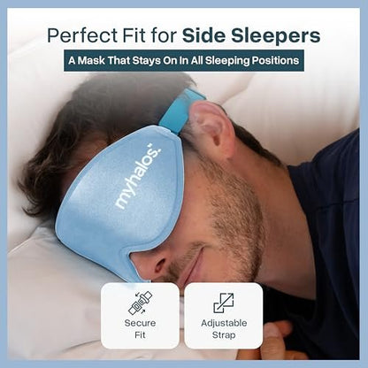 MyHalos® Schlafmaske – 3D Blackout Augenmaske für Frauen & Männer, Seiten Schläfer, Null Druck Memory Foam Wimpernfreundlich, Atmungsaktiv, Ausgezeichnete Schlafhilfe für Reisen (Hellblau, 1 Stück)
