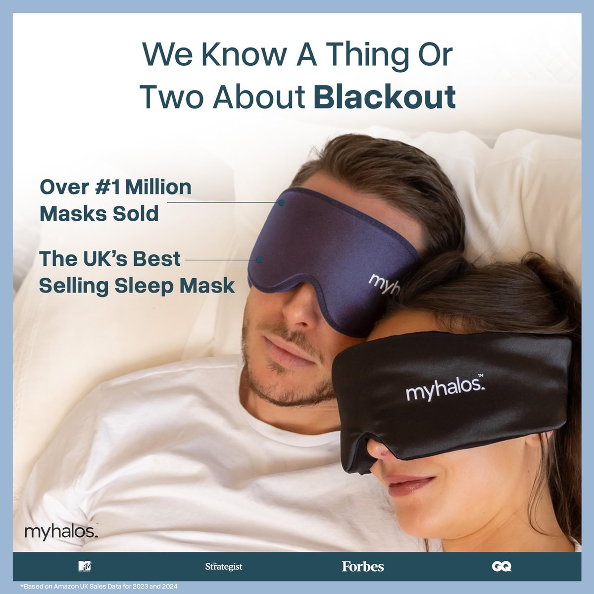 MyHalos® Schlafmaske – 3D Blackout Augenmaske für Frauen & Männer, Seiten- und Rückenschläfer, Null Druck Memory Foam, Wimpernfreundlich, Atmungsaktiv, preisgekröntes Schlafhilfe für Reisen (Navy Blau, 1 Stück)