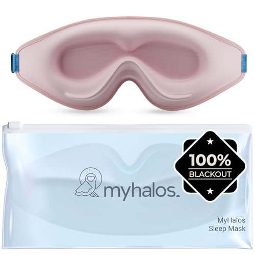 MyHalos® Schlafmaske – 3D Verdunkelnde Augenmaske für Frauen & Männer, Seiten- und Rückenschläfer, Null Druck Memory-Schaum, Wimpernfreundlich, Atmungsaktiv, Preisgekröntes Schlafhilfe für Reisen (Pfirsich Orange, 1 Stück)