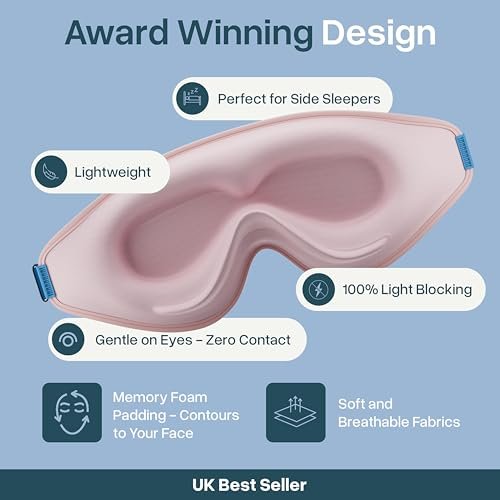 MyHalos® Schlafmaske – 3D Verdunkelnde Augenmaske für Frauen & Männer, Seiten- und Rückenschläfer, Null Druck Memory-Schaum, Wimpernfreundlich, Atmungsaktiv, Preisgekröntes Schlafhilfe für Reisen (Pfirsich Orange, 1 Stück)