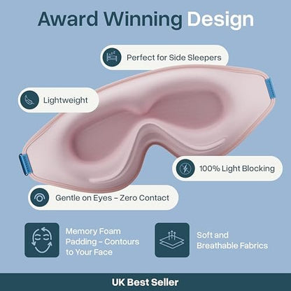 MyHalos® Schlafmaske – 3D Verdunkelnde Augenmaske für Frauen & Männer, Seiten- und Rückenschläfer, Null Druck Memory-Schaum, Wimpernfreundlich, Atmungsaktiv, Preisgekröntes Schlafhilfe für Reisen (Pfirsich Orange, 1 Stück)