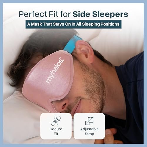 MyHalos® Schlafmaske – 3D Verdunkelnde Augenmaske für Frauen & Männer, Seiten- und Rückenschläfer, Null Druck Memory-Schaum, Wimpernfreundlich, Atmungsaktiv, Preisgekröntes Schlafhilfe für Reisen (Pfirsich Orange, 1 Stück)