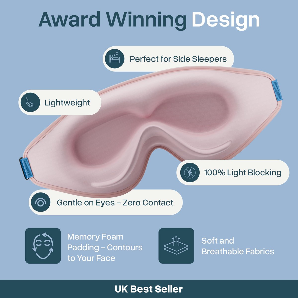 MyHalos® Schlafmaske – 3D Verdunkelnde Augenmaske für Frauen & Männer, Seiten- und Rückenschläfer, Null Druck Memory-Schaum, Wimpernfreundlich, Atmungsaktiv, Preisgekröntes Schlafhilfe für Reisen (Pfirsich Orange, 1 Stück)
