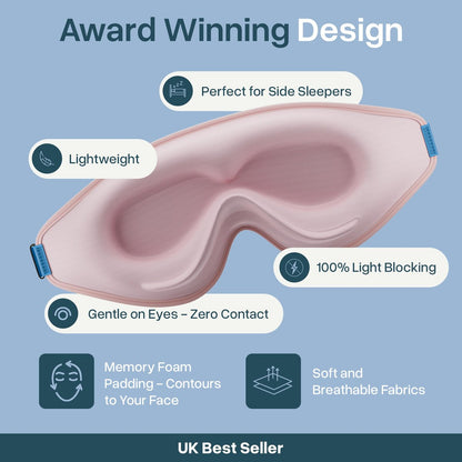 MyHalos® Schlafmaske – 3D Verdunkelnde Augenmaske für Frauen & Männer, Seiten- und Rückenschläfer, Null Druck Memory-Schaum, Wimpernfreundlich, Atmungsaktiv, Preisgekröntes Schlafhilfe für Reisen (Pfirsich Orange, 1 Stück)