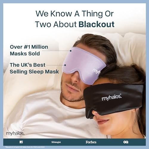 MyHalos® Schlafmaske – 3D-Brille für völlige Dunkelheit, Null Druck, Memory-Schaum, wimpernfreundlich, für Seiten- und Rückenschläfer, Reise-Schlafhilfe (Lavendel, 1 Stück)