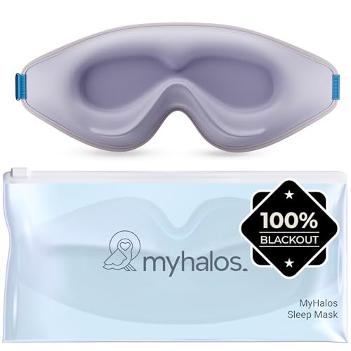 MyHalos® Schlafmaske – 3D-Brille für völlige Dunkelheit, Null Druck, Memory-Schaum, wimpernfreundlich, für Seiten- und Rückenschläfer, Reise-Schlafhilfe (Lavendel, 1 Stück)