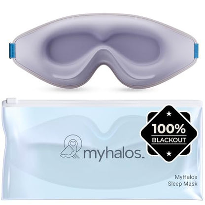MyHalos® Schlafmaske – 3D-Brille für völlige Dunkelheit, Null Druck, Memory-Schaum, wimpernfreundlich, für Seiten- und Rückenschläfer, Reise-Schlafhilfe (Lavendel, 1 Stück)