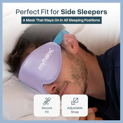 MyHalos® Schlafmaske – 3D-Brille für völlige Dunkelheit, Null Druck, Memory-Schaum, wimpernfreundlich, für Seiten- und Rückenschläfer, Reise-Schlafhilfe (Lavendel, 1 Stück)