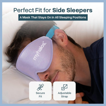 MyHalos® Schlafmaske – 3D-Brille für völlige Dunkelheit, Null Druck, Memory-Schaum, wimpernfreundlich, für Seiten- und Rückenschläfer, Reise-Schlafhilfe (Lavendel, 1 Stück)