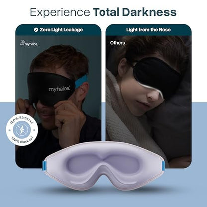 MyHalos® Schlafmaske – 3D-Brille für völlige Dunkelheit, Null Druck, Memory-Schaum, wimpernfreundlich, für Seiten- und Rückenschläfer, Reise-Schlafhilfe (Lavendel, 1 Stück)