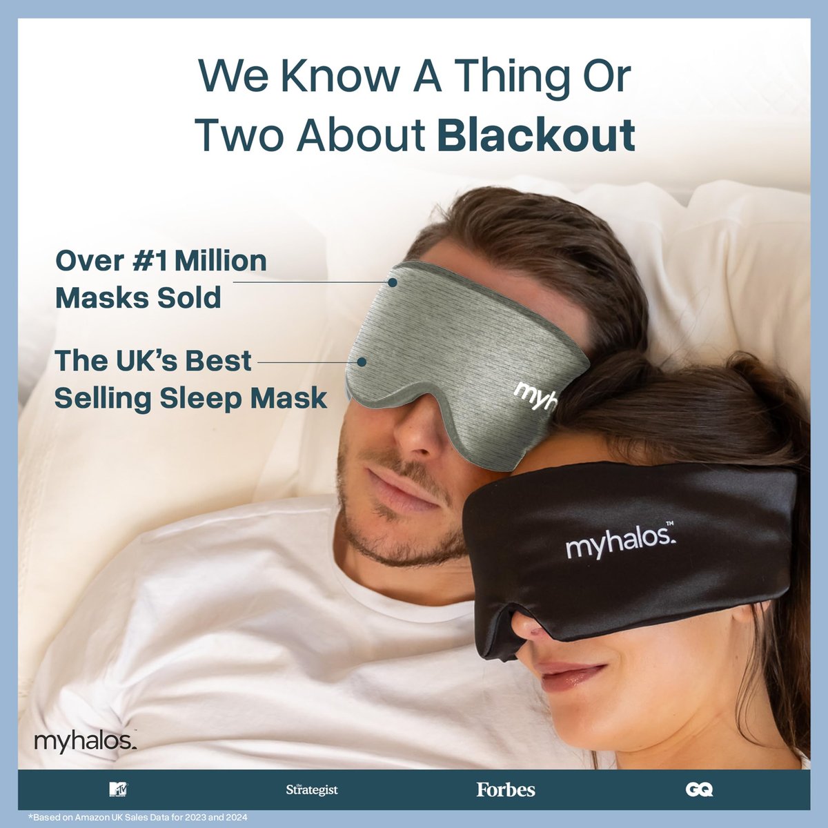 MyHalos® Schlafmaske – 3D Blackout Augenmaske für Frauen & Männer, Seitenschläfer, Null Druck Memory-Schaum, Wimpernfreundlich, Atmungsaktiv, preisgekrönte Schlafhilfe für Reisen (Grau, 1 Stück)