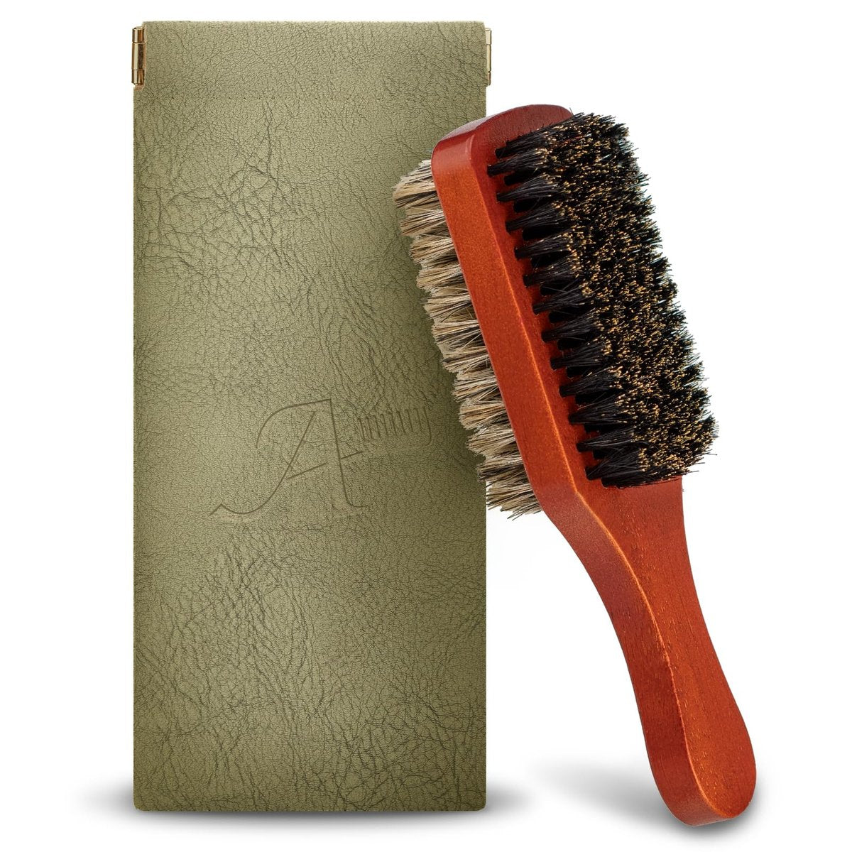 Ancable Herren Wave Club Bürste – 100% Naturborsten aus Wildschweinborsten, 2-seitig weich/hart für dickes, krauses Haar, Entwirren und Glätten