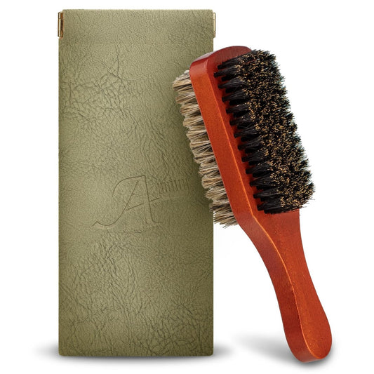 Ancable Herren Wave Club Bürste – 100% Naturborsten aus Wildschweinborsten, 2-seitig weich/hart für dickes, krauses Haar, Entwirren und Glätten