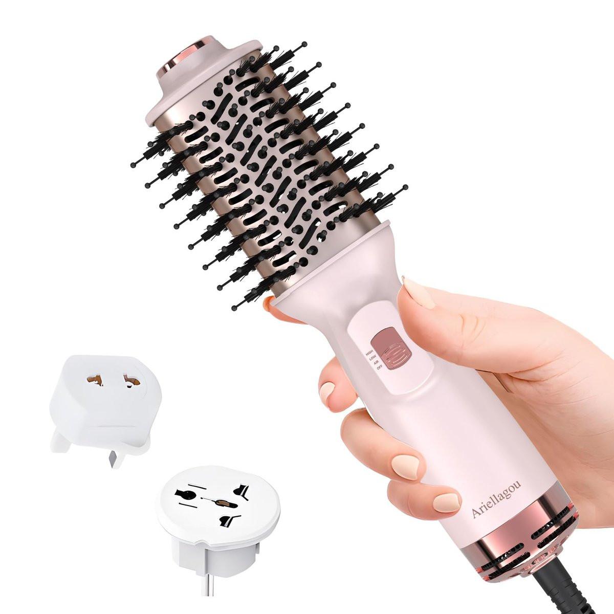 Ariellagou Dual Voltage Reise-Haartrocknerbürste Mini Hot Air Brush mit EU-Stecker, One-Step Föhnbürste und Volumenformer für Zuhause und Salon