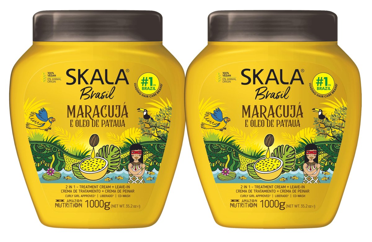 SKALA Maracuja Passionsfrucht - Vegane, Tierversuchsfreie, Silikonfreie, Sulfat- & Parabenfreie Feuchtigkeits- und Pflegeformel für Locken im 2er-Pack (2 x 1000 g)