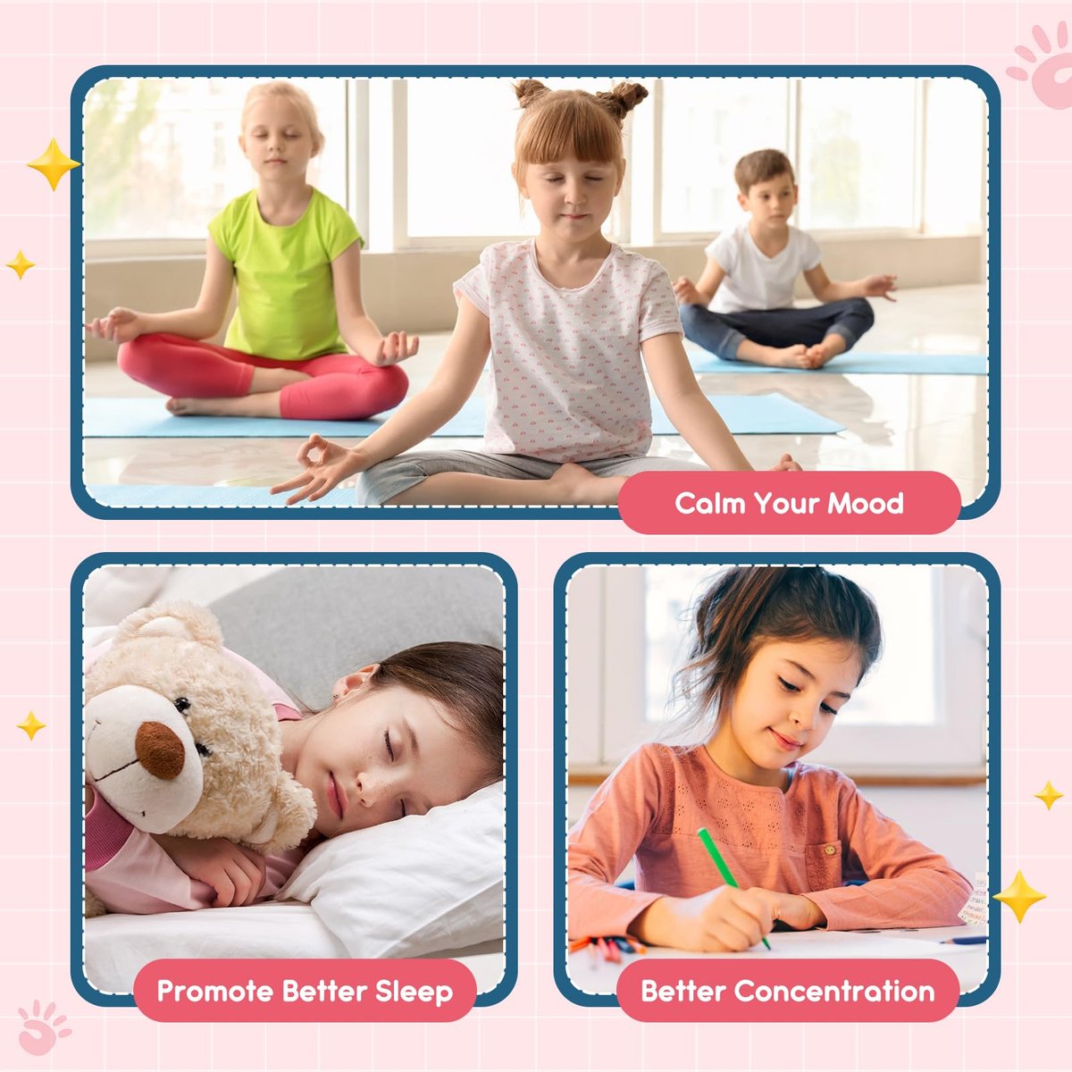 Hovika Magnesium Glycinat Gummibärchen für Kinder: Beruhigendes Magnesium für Kinder & Erwachsene mit Zinkcitrat, GABA, Kamille, Vitamin B6 & C – Schlaf, Entspannung & Fokus, Saftiger Pfirsich- & Mangogeschmack, 60 Stück