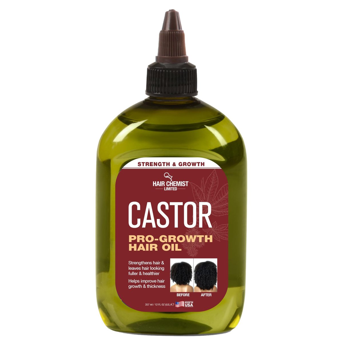 Hair Chemist Pro-Growth Natürliches Rizinusöl für Haarwachstum, 355 ml - Stärkendes & Wachstumsstimulierendes Haarpflegeöl