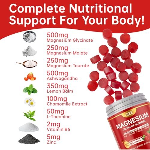 SAYIDON Magnesium Glycinat Gummies 500mg – Zuckerfreie Magnesium Gummis für Schlaf, Stress, Muskel- & Nervenunterstützung – für Erwachsene & Kinder ab 4 Jahren, Vegan, ohne Melatonin (Himbeergeschmack, 60 Stück)