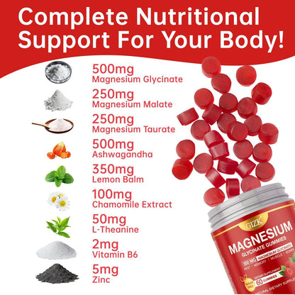 SAYIDON Magnesium Glycinat Gummies 500mg – Zuckerfreie Magnesium Gummis für Schlaf, Stress, Muskel- & Nervenunterstützung – für Erwachsene & Kinder ab 4 Jahren, Vegan, ohne Melatonin (Himbeergeschmack, 60 Stück)