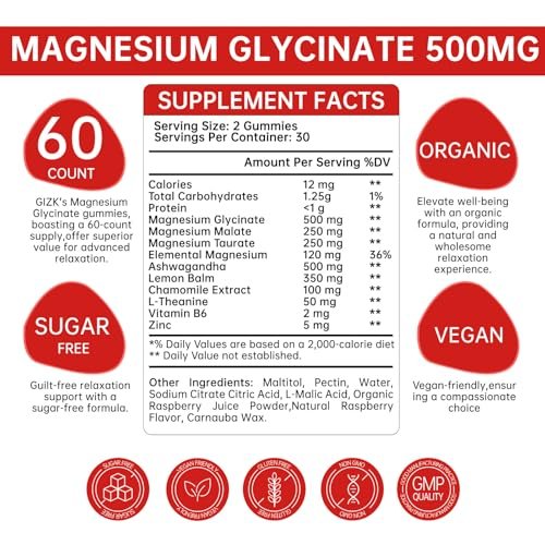 SAYIDON Magnesium Glycinat Gummies 500mg – Zuckerfreie Magnesium Gummis für Schlaf, Stress, Muskel- & Nervenunterstützung – für Erwachsene & Kinder ab 4 Jahren, Vegan, ohne Melatonin (Himbeergeschmack, 60 Stück)