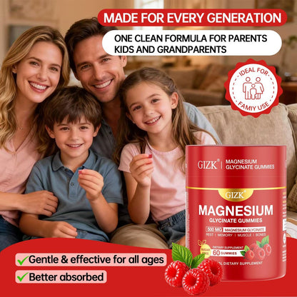 SAYIDON Magnesium Glycinat Gummies 500mg – Zuckerfreie Magnesium Gummis für Schlaf, Stress, Muskel- & Nervenunterstützung – für Erwachsene & Kinder ab 4 Jahren, Vegan, ohne Melatonin (Himbeergeschmack, 60 Stück)