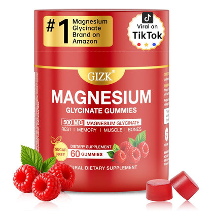 SAYIDON Magnesium Glycinat Gummies 500mg – Zuckerfreie Magnesium Gummis für Schlaf, Stress, Muskel- & Nervenunterstützung – für Erwachsene & Kinder ab 4 Jahren, Vegan, ohne Melatonin (Himbeergeschmack, 60 Stück)