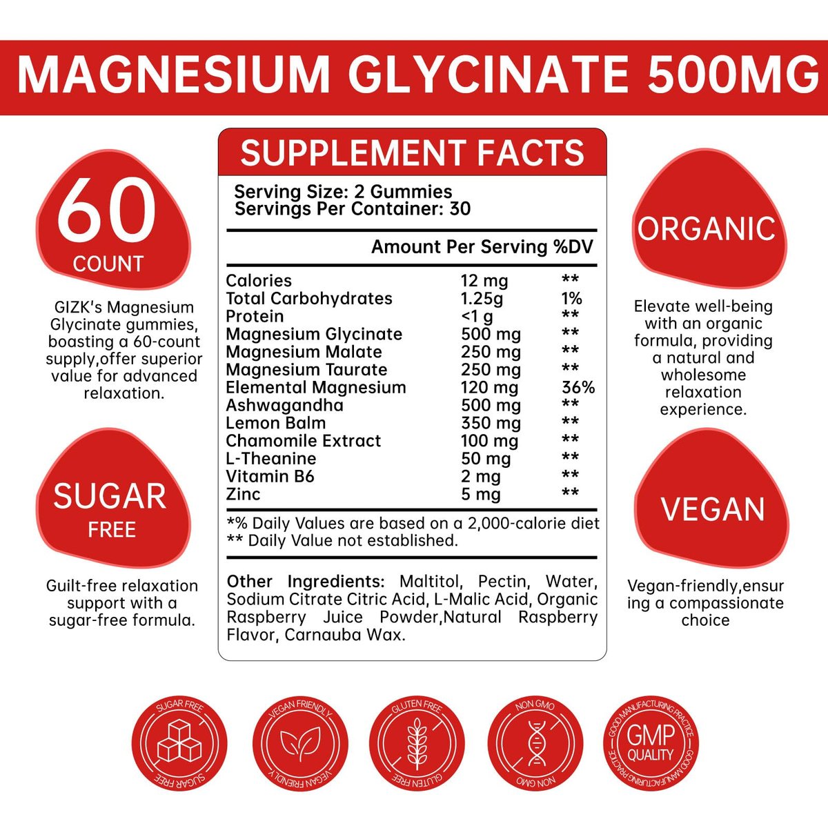 SAYIDON Magnesium Glycinat Gummies 500mg – Zuckerfreie Magnesium Gummis für Schlaf, Stress, Muskel- & Nervenunterstützung – für Erwachsene & Kinder ab 4 Jahren, Vegan, ohne Melatonin (Himbeergeschmack, 60 Stück)