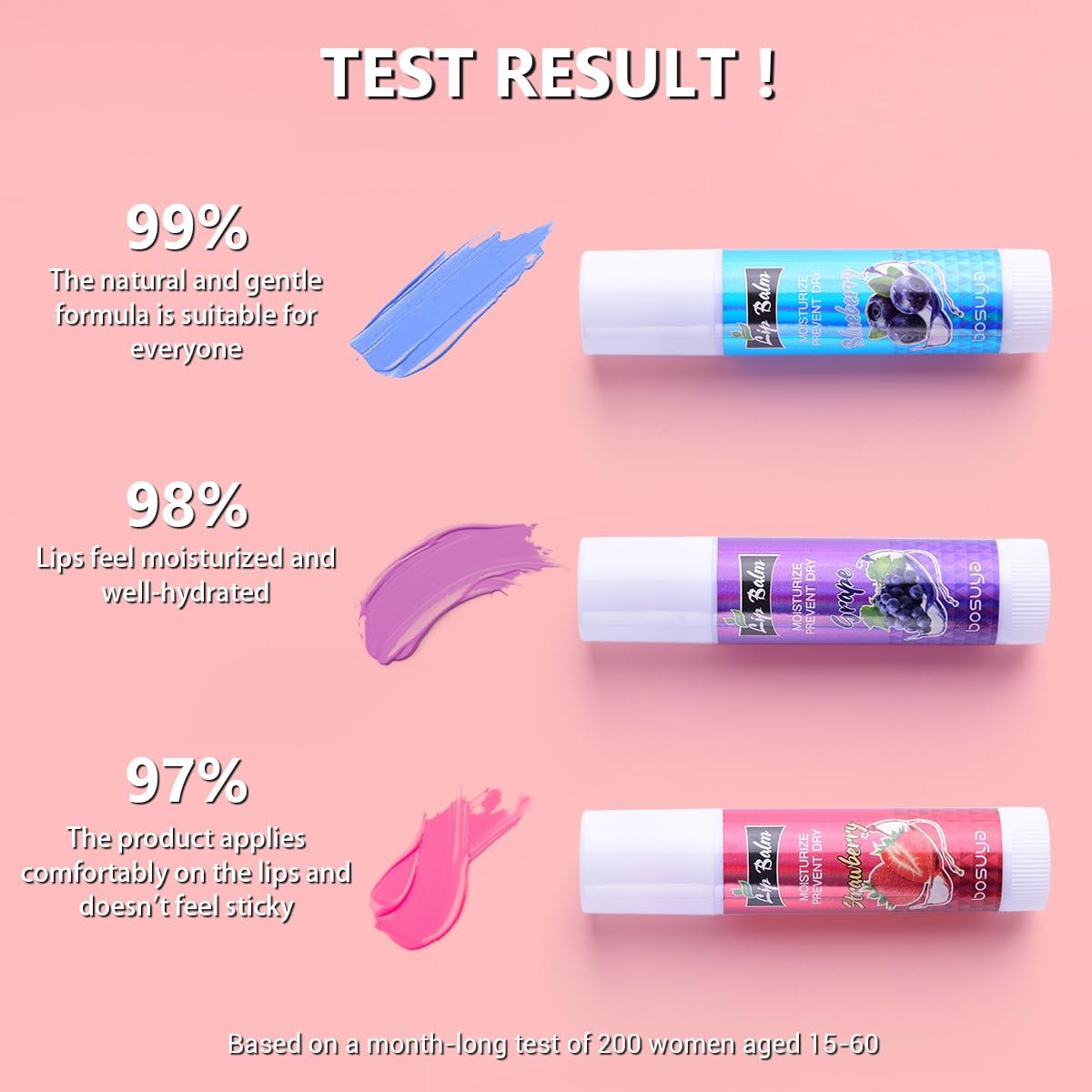 LIAYLILI 6er-Pack Lippenbalsam, Fruchtgeschmack, Feuchtigkeitsspendend, mit Vitamin E und Kokosöl für trockene Lippen
