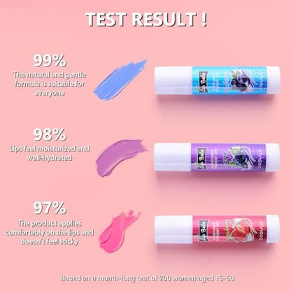 LIAYLILI 6er-Pack Lippenbalsam, Fruchtgeschmack, Feuchtigkeitsspendend, mit Vitamin E und Kokosöl für trockene Lippen