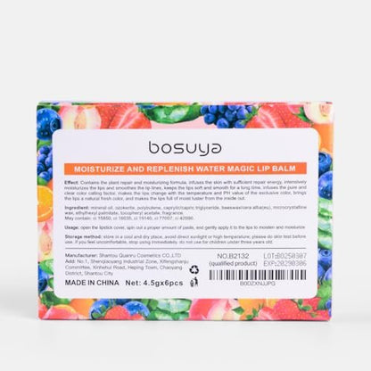 LIAYLILI 6er-Pack Lippenbalsam, Fruchtgeschmack, Feuchtigkeitsspendend, mit Vitamin E und Kokosöl für trockene Lippen