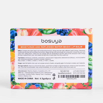 LIAYLILI 6er-Pack Lippenbalsam, Fruchtgeschmack, Feuchtigkeitsspendend, mit Vitamin E und Kokosöl für trockene Lippen