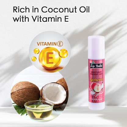 LIAYLILI 6er-Pack Lippenbalsam, Fruchtgeschmack, Feuchtigkeitsspendend, mit Vitamin E und Kokosöl für trockene Lippen