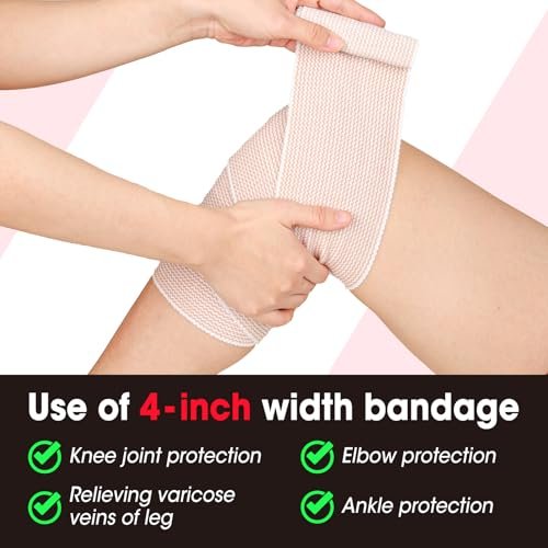 YesBes 6er-Pack Premium Elastische Binden (2x2, 2x3, 2x4) – Kompressionsbandagen für Beine, Knöchel, Knie und Bauch